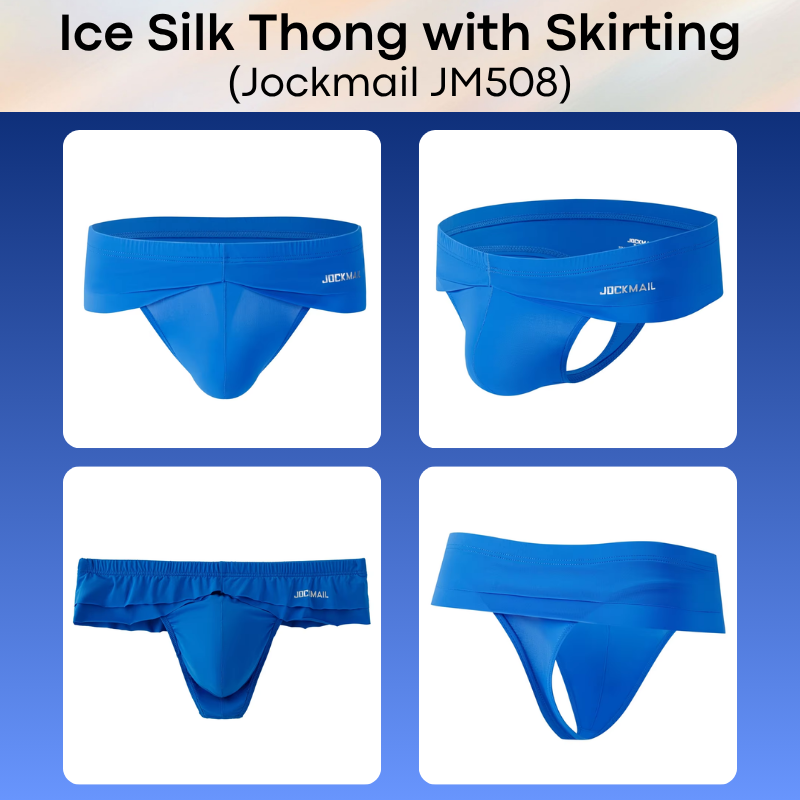Men's Thong: Polyester Ice Silk Thong with Skirting Underwear (JM508)