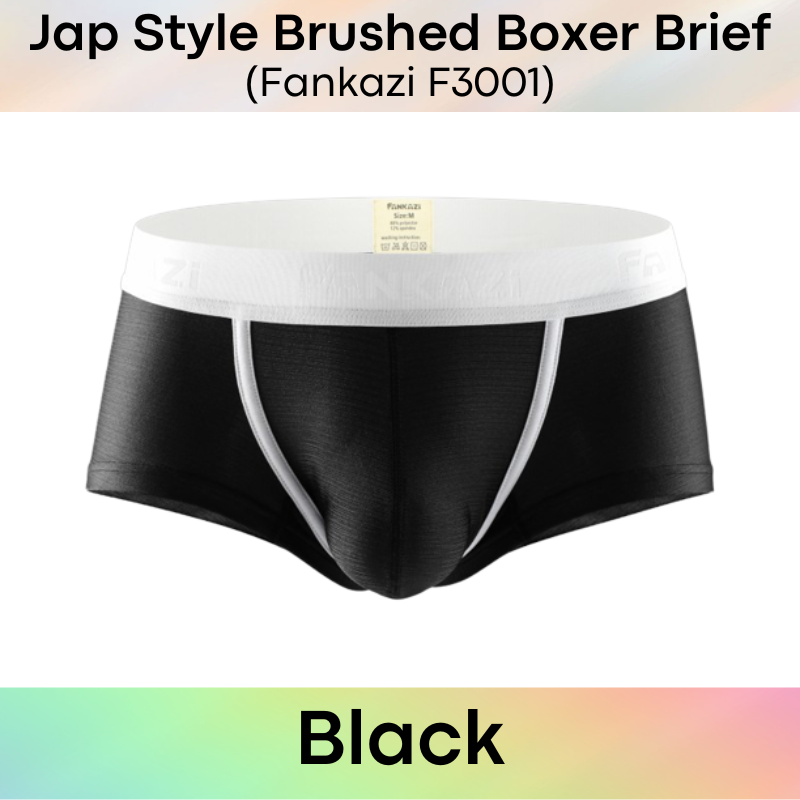 Men's Boxer: Polyester Jap Style Metallic Brushed Boxer Brief Underwear (F3001)