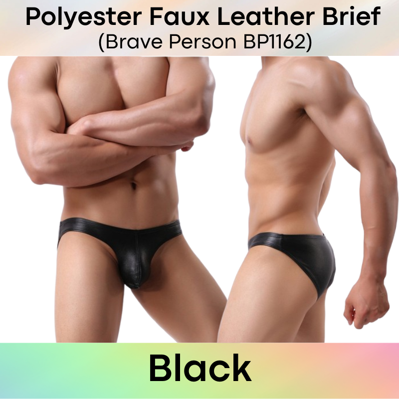 Men's Brief : Polyester Faux Leather Brief (Brave Person BP1162)