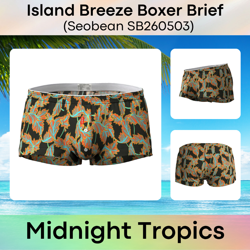 Men's Boxer: Cotton Island Breeze Print Boxer Brief Trunks Shorts-Underwear (SB260503)