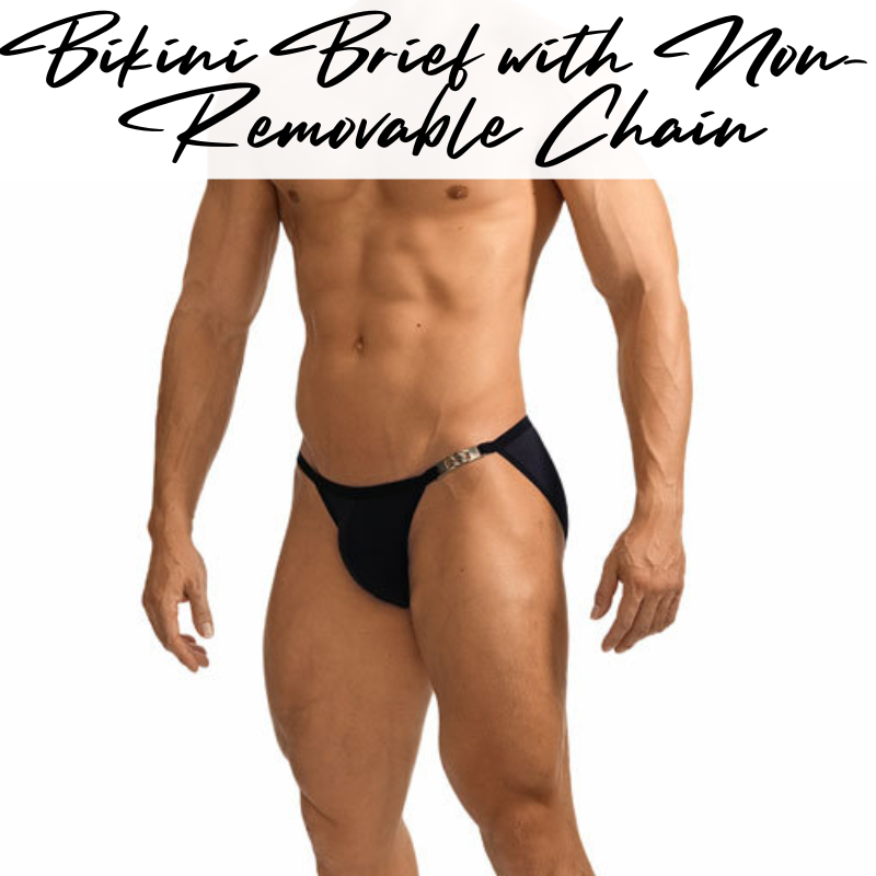 Men's Brief: Nylon Bikini Brief with Non-Removable Side Metal Chain (GT503)