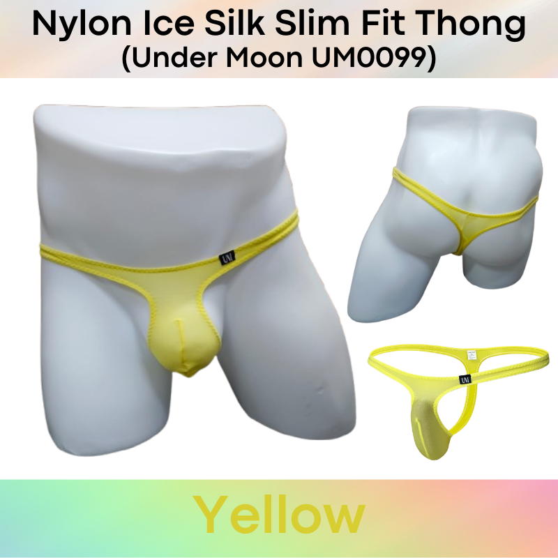 Men's Thong: Nylon Ice Silk Slim Fit Pouch Thong Underwear (UM0099)