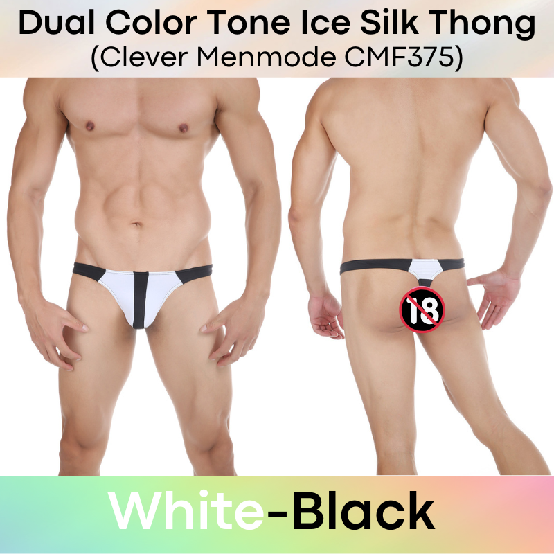 Men's Thong : Polyester Dual Color Tone Ice Silk Thong (Clever Menmode CMF375)