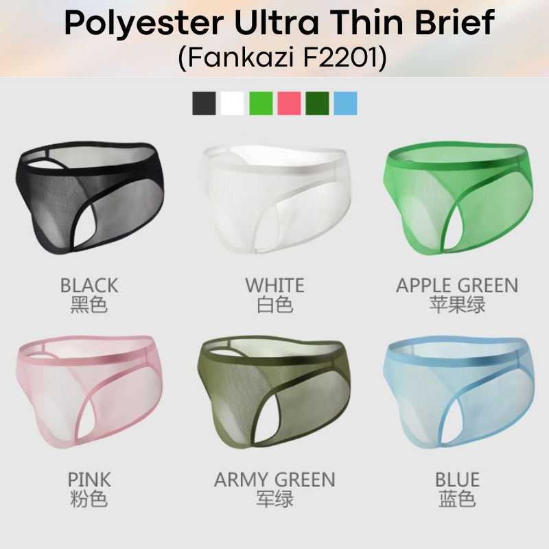 Men's Brief: Polyester Ice Silk Ultra Thin No Line Brief Underwear Underwear (F2201)