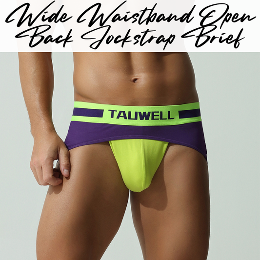 Men's Jockstrap: Wide Waistband with Side Flap Jockstrap Backless Brief Underwear (TW26102)