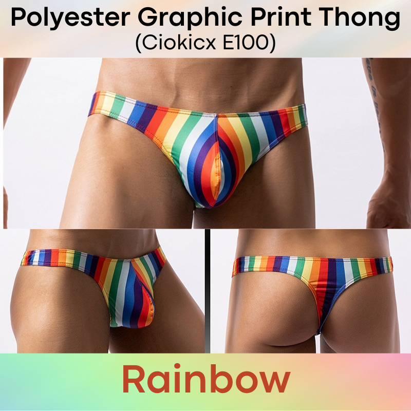 Men's Thong : Polyester Graphic Print Low Waist Thong (Ciokicx E100)