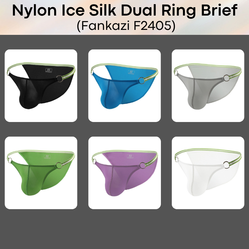 Men's Brief : 2 Ring Accessory Ice Silk Underwear (Fankazi F2405)