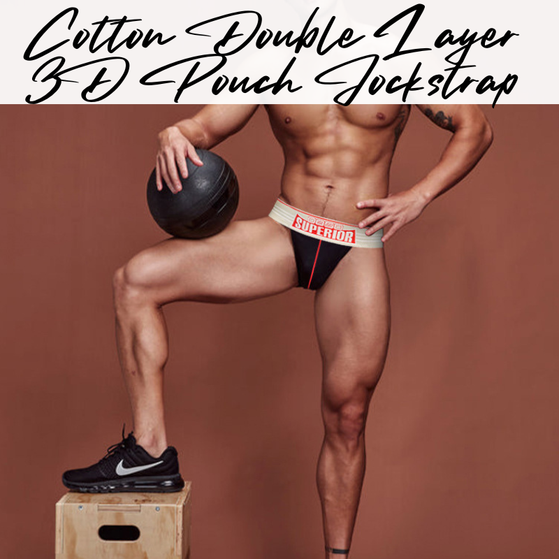 Men's Jockstrap: Cotton Double Layer Pouch with Spandex Waistband (BS843)
