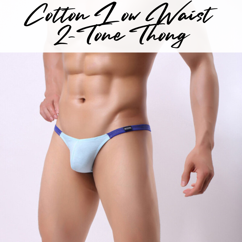 Men's Thong: Cotton Low Rise 2-Tone Thong Underwear (UM0200)