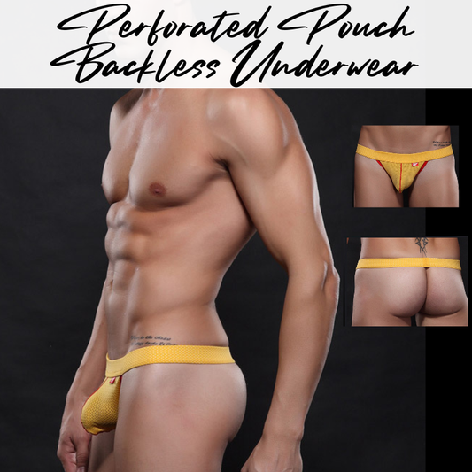 Men's Underwear: Perforated Pouch Only Backless Underwear (WJ4003WD)
