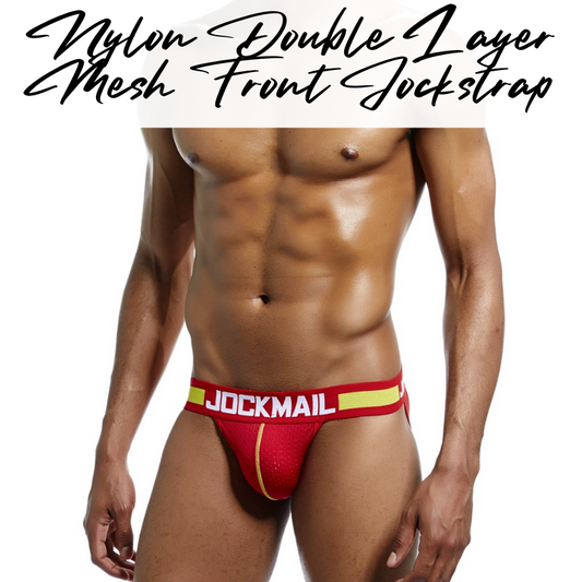 Men's Jockstrap: Double Layer Mesh Sports Jockstrap with Wide Waistband (JM201)