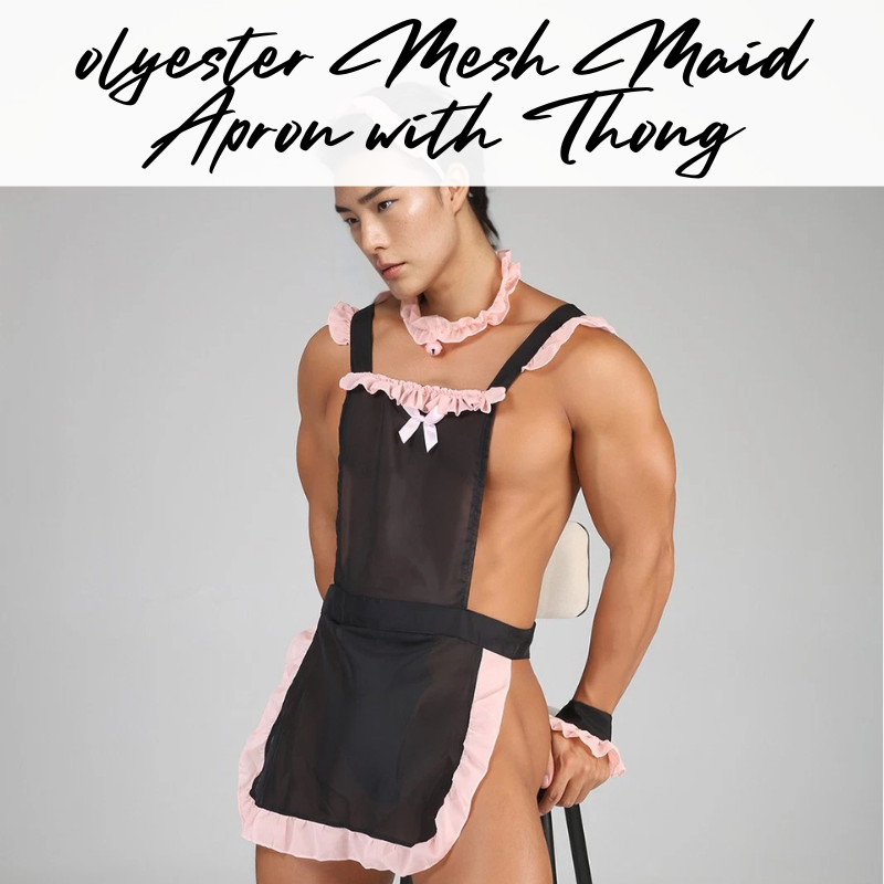 Men's Lifestyle: Unisex Polyester Mesh Maid Apron with Thong Costume Set for Roleplay (CMG063)