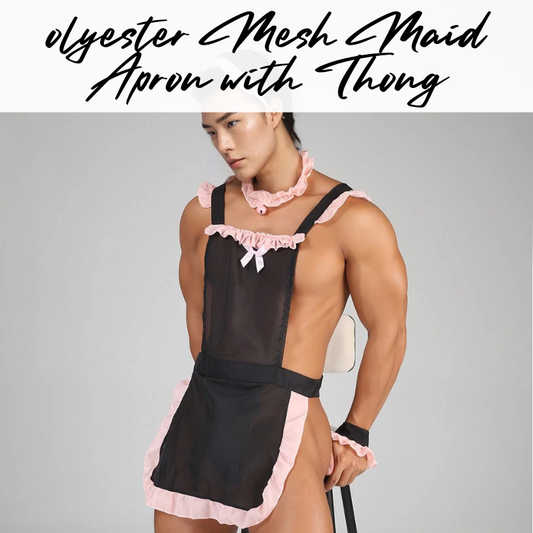 Men's Lifestyle: Unisex Polyester Mesh Maid Apron with Thong Costume Set for Roleplay (CMG063)