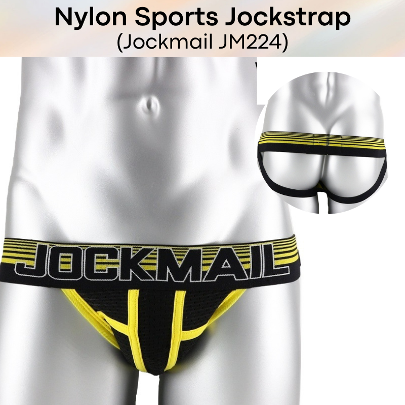 Men's Jockstrap: Nylon Perforated Double Layer 3D Pouch Rugby Sports Jockstrap (JM224)