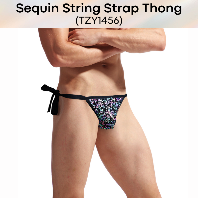 Men's Thong: Sequin Strap Thong with side String Side (TZY1456)