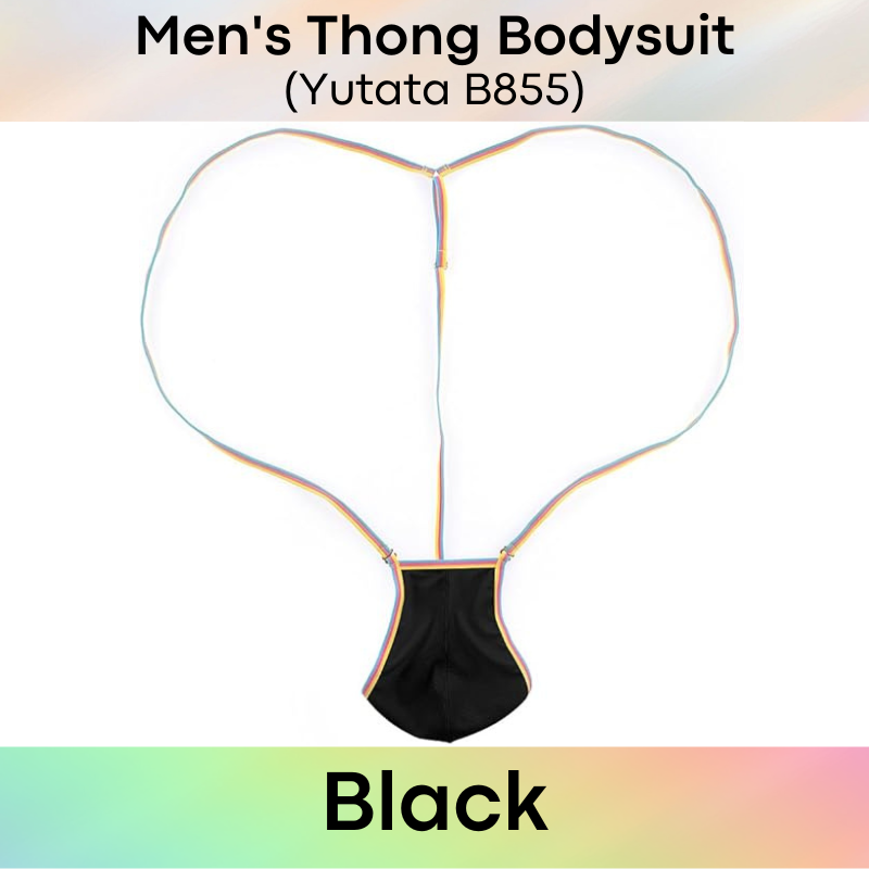 Men's Bodysuit : Thong with Rainbow Band Bodysuit (Yutata B855)