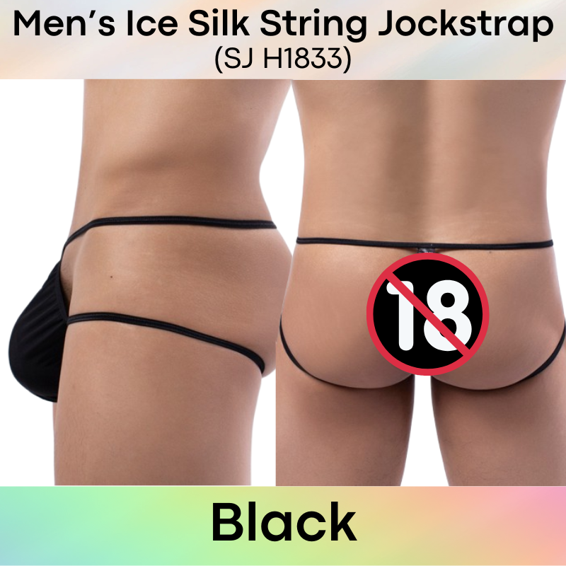 Men's Jockstrap : Ice Silk Large Pouch, Semi Transluscent String Jockstrap (SJ H1833)