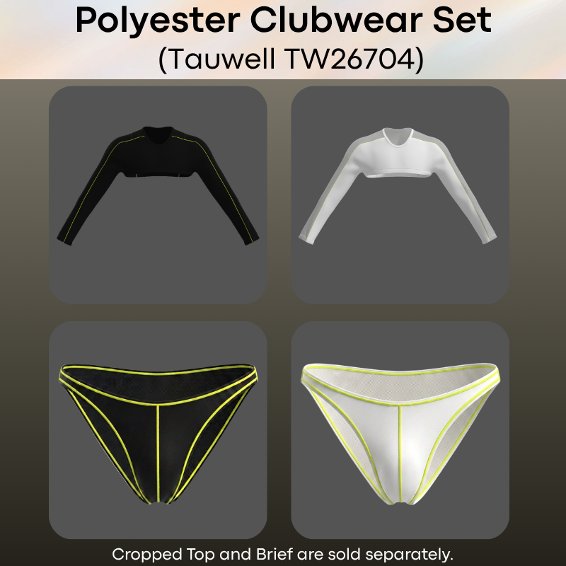 Lifestyle: Men's Polyester Cropped Top and Brief Underwear Clubwear Set (TW26704/TW26105)