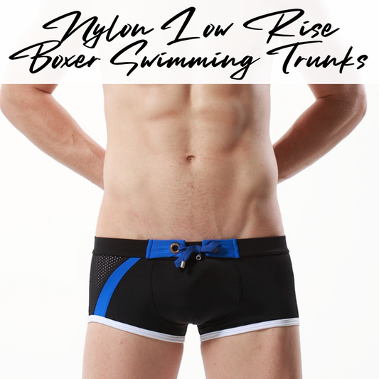 Men's Swimwear: Nylon Swim Boxer Trunks with Drawstring (SB50816)
