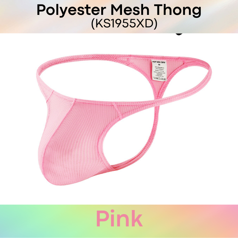 Men's Thong: Polyester Mesh Thong Underwear (KS1955XD)
