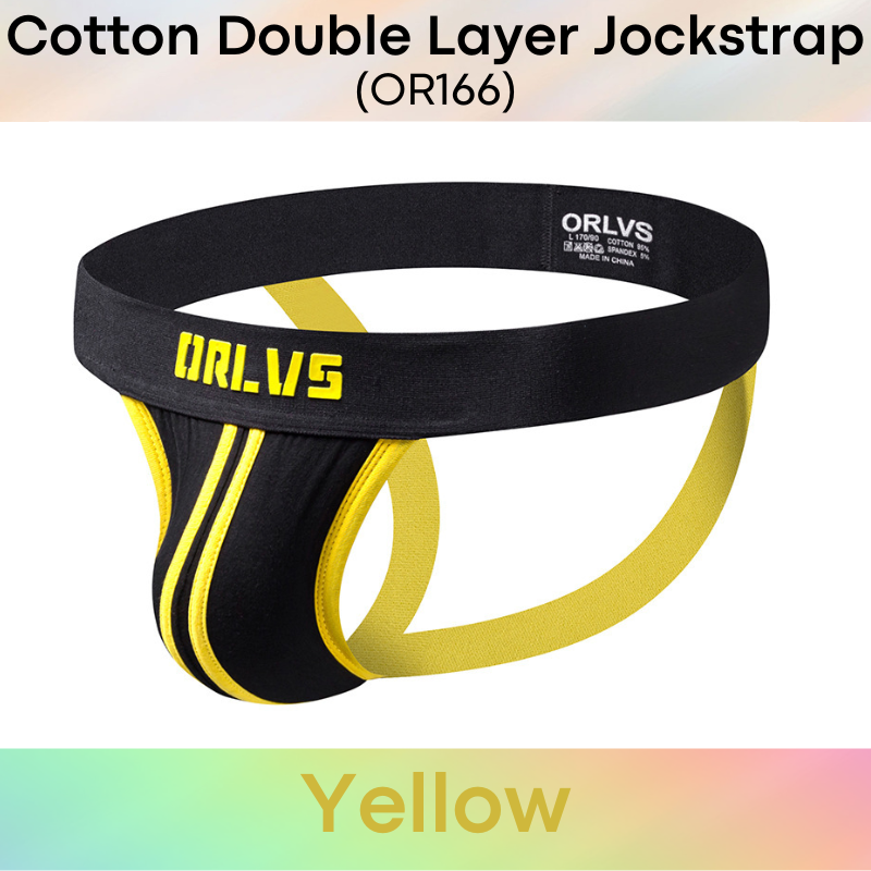 Men's Jockstrap: Cotton Double Layer 3D Pouch Jockstrap Underwear (OR166)
