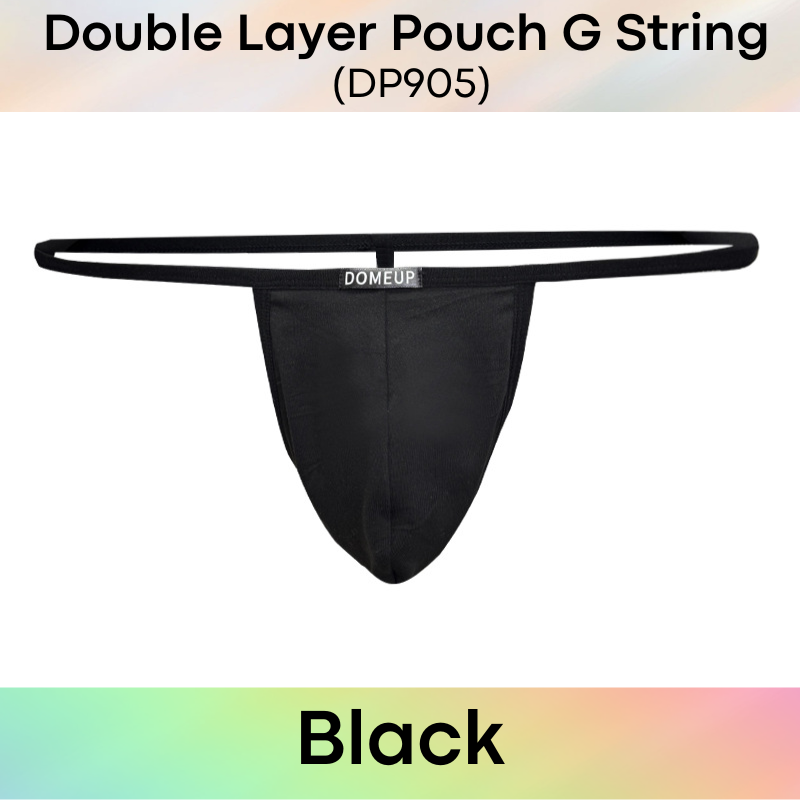 Mens GString: Polyester Double Layer Large Front Pouch GString Underwear (DP905)