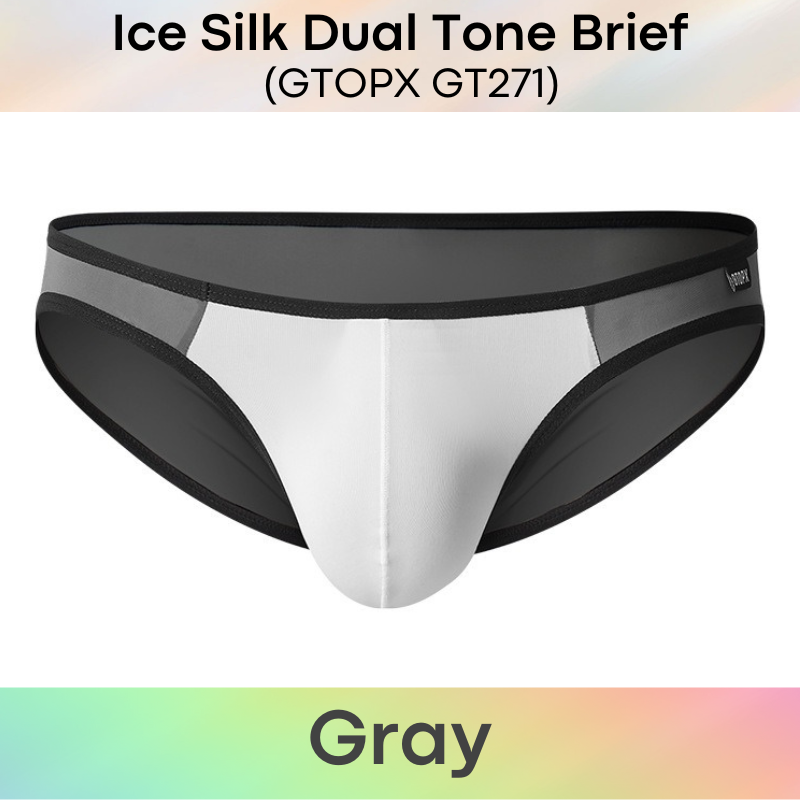 Men's Brief : Polyester Ice Silk Semi Translucent, Dual Tone Bikini Brief Underwear (GTOPX GT271)