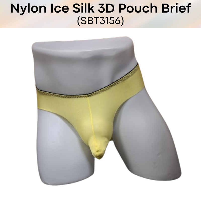 Men's Brief: Nylon Ice Silk 3D Pouch No Visible Line Brief Underwear (SBT3156)