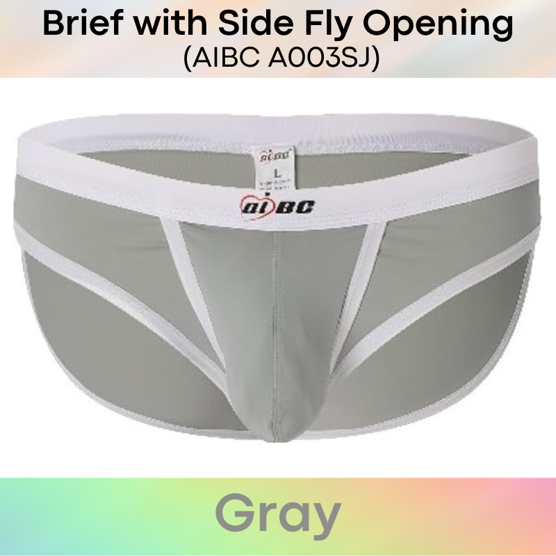Men's Brief: Polyester Brief with Side Fly Opening Underwear (A003SJ)