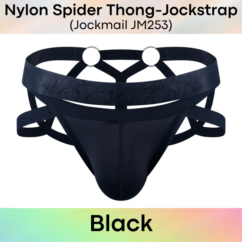 Men's Jockstrap: Nylon Ice Silk Spider Jockstrap-Thong Combi Underwear (JM253)