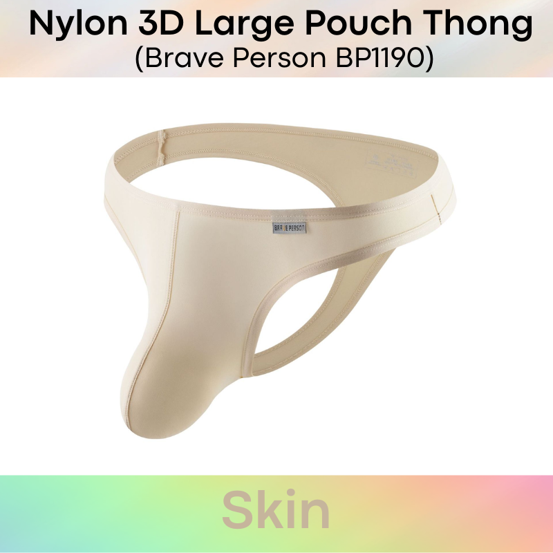 Men's Thong: Nylon 3D Large Pouch Soft and Thin Thong Underwear (BP1190)