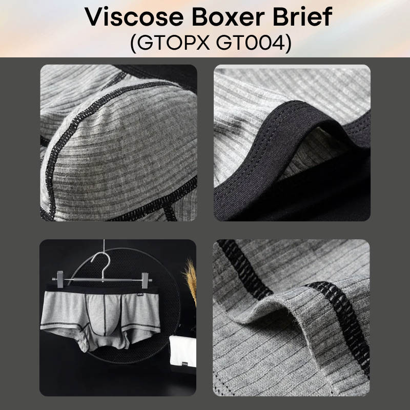 Men's Boxer: Viscose Low Rise Boxer Brief with Contour Lines (GT004)
