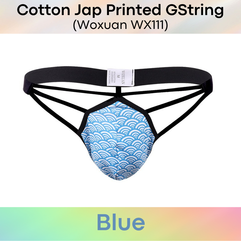 Men's GString : Cotton Jap Style Printed Design GString Underwear (Woxuan WX111)