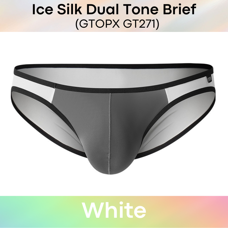 Men's Brief : Polyester Ice Silk Semi Translucent, Dual Tone Bikini Brief Underwear (GTOPX GT271)