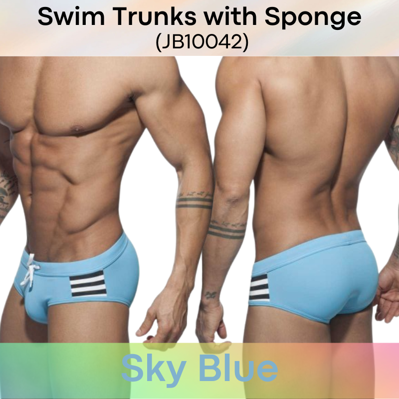 Men's Swimwear: Polyester Boxer Brief Swimming Trunks with Removable Sponge (JB10042)
