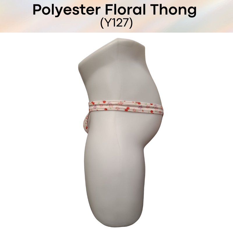 Men's Thong: Polyester Floral Print Low Waist T Back Underwear (Y127)
