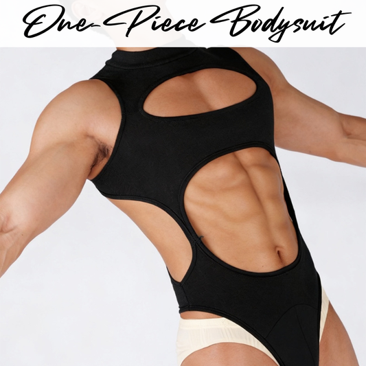 Men's Bodysuit: Polyester Brief Bodysuit Underwear with Removable Stud Button (CMC005)