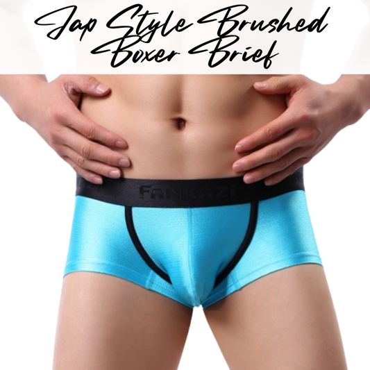Men's Boxer: Polyester Jap Style Metallic Brushed Boxer Brief Underwear (F3001)