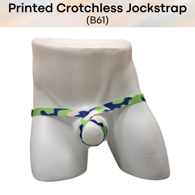 Men's Jockstrap: Polyester Printed Design Crotchless Jockstrap Underwear (B61)