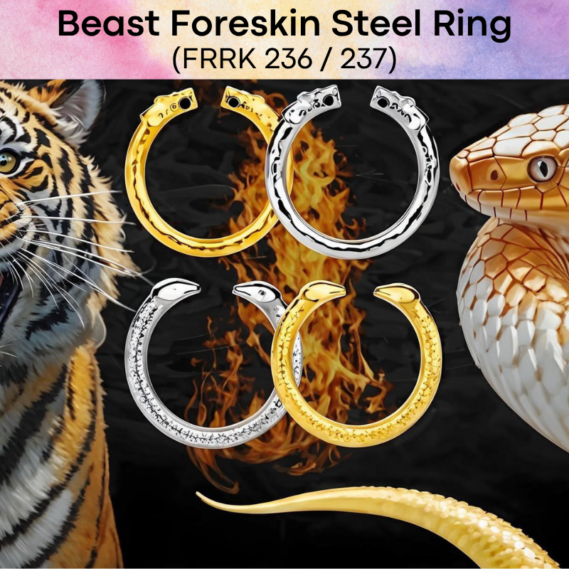 Adult Toy: Men's Foreskin Beast Design 304 Stainless Steel Ring (FRRK236/FRRK237)