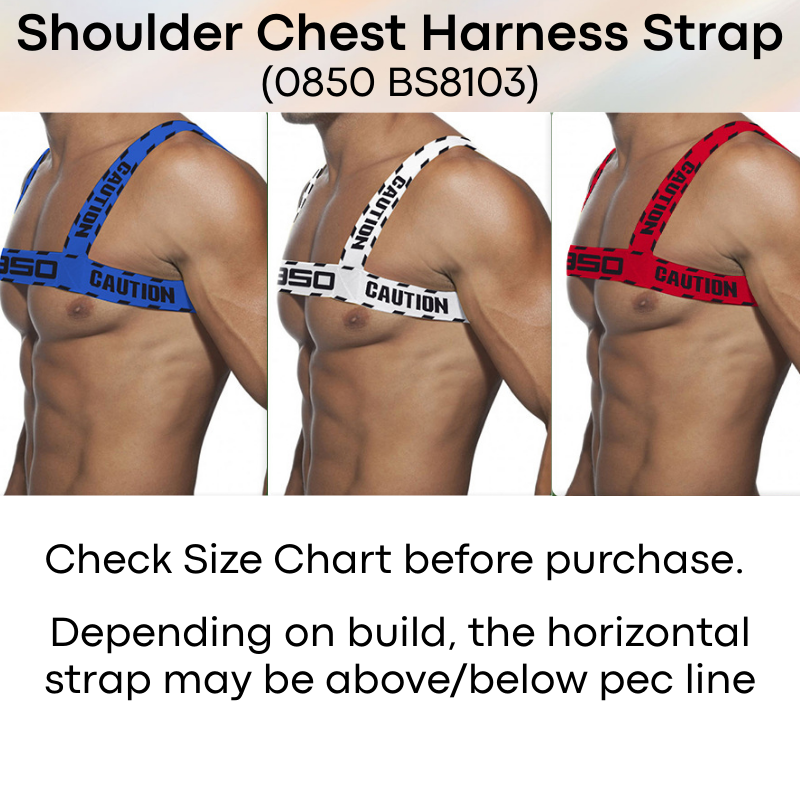 Men's Strap: Nylon Shoulder Chest Strap with "Caution" Text (BS8103)