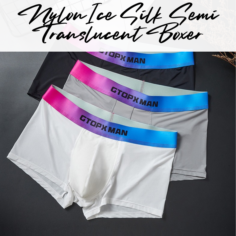 Men's Boxer : Nylon Ice Silk Semi Translucent with Double Layer Pouch (GTOPX GT278)