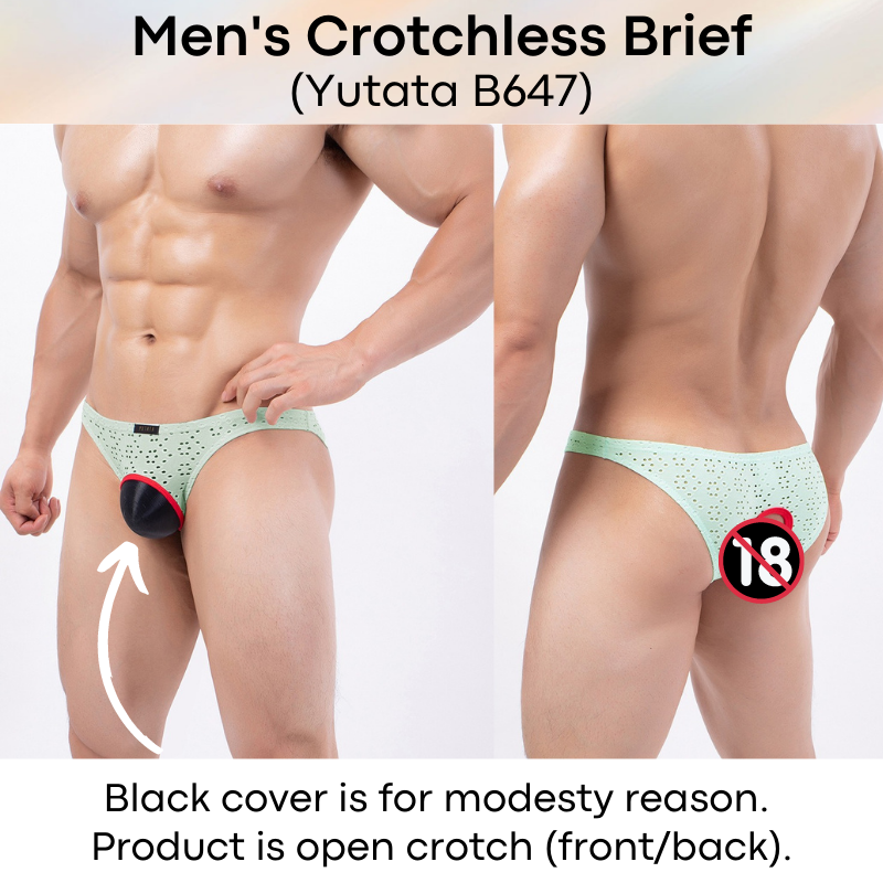 Men's Brief : Crotchless Front/Back Underwear (Yutata B647)