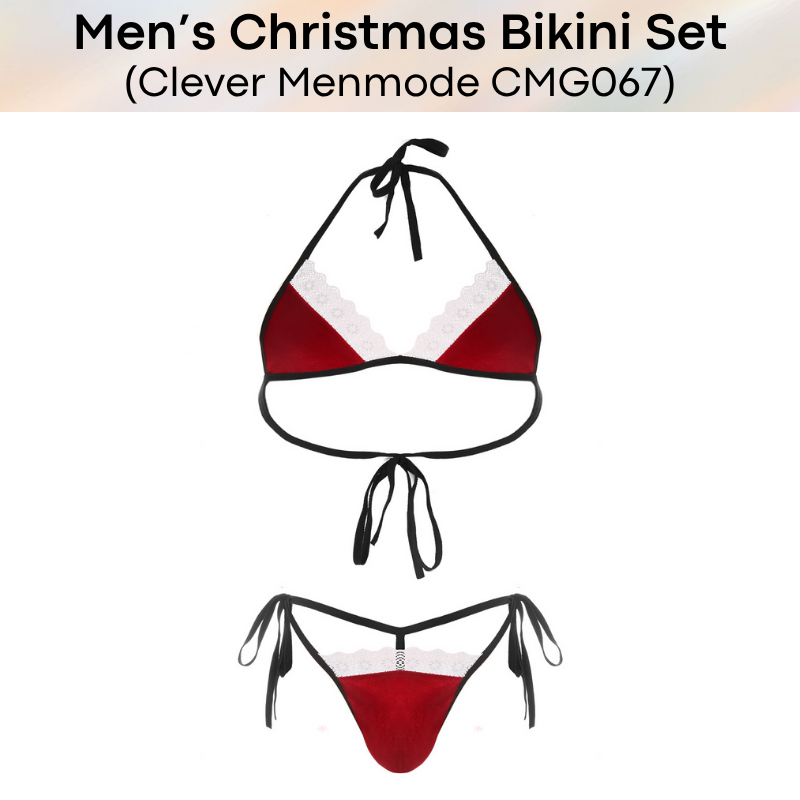 Men's GString: Polyester Christmas Bikini Top and GString Set (CMG067)