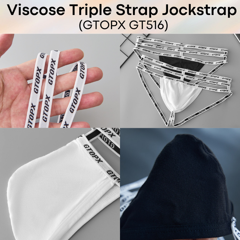 Men's Jockstrap: Viscose Jockstrap with Triple Strap Underwear (GT516)