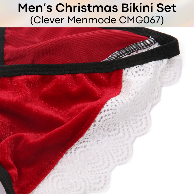 Men's GString: Polyester Christmas Bikini Top and GString Set (CMG067)