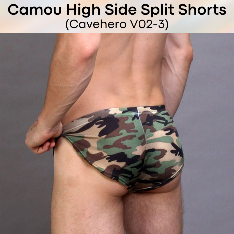 Men's Shorts: Polyester Camouflage High Side Split Shorts without Inner Lining (CHV02-3)