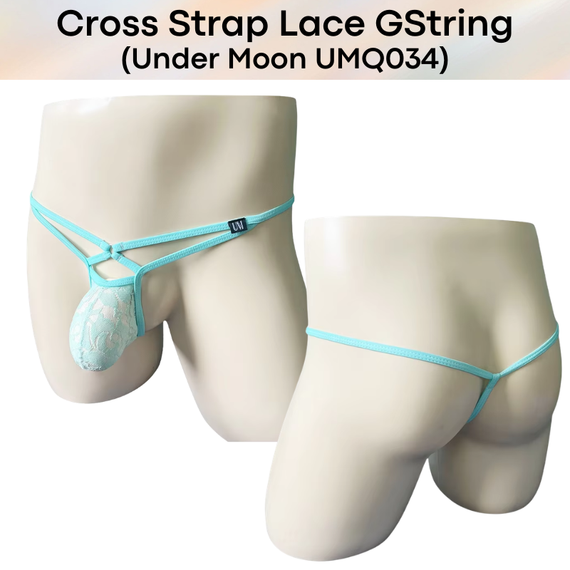 Men's GString: Nylon Sheer Lace 3D Convex Pouch Low Waist GString Underwear (UMQ034)