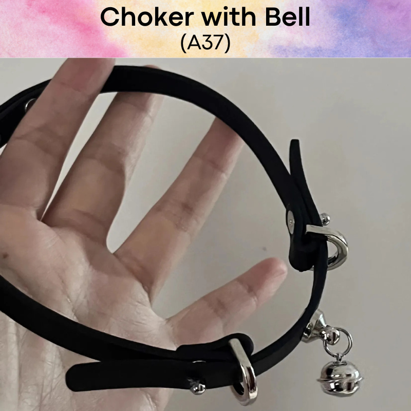 Unisex Choker: PU Choker with Bell (A37)