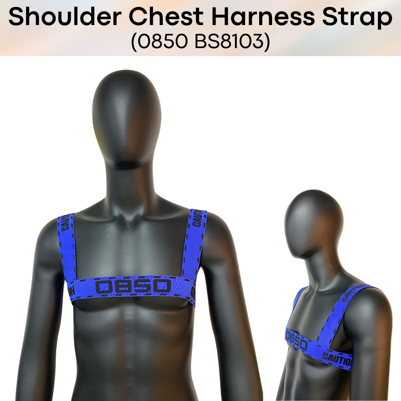 Men's Strap: Nylon Shoulder Chest Strap with "Caution" Text (BS8103)